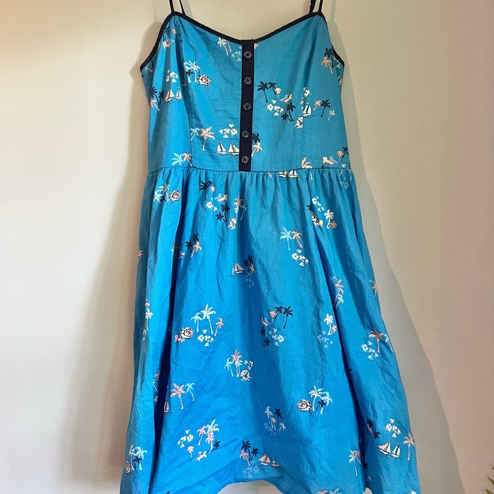 Lauren Conrad Blue Sailboat & Palm Tree Sundress